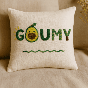 Broderie sur oreiller